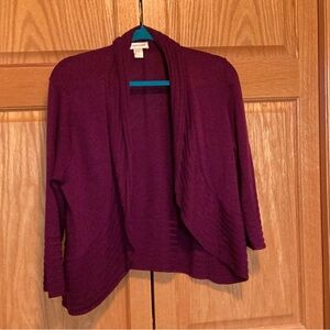 Christopher & Banks Burgundy Open Front Cardigan